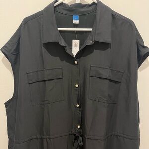Old Navy Classic Black Button-Up Maxi Shirt dress XXL